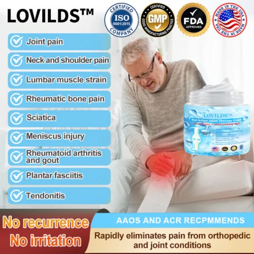 LOVILDS™ 7 Day Rapid Joint & Bone Therapy Cream USA Orthopaedics (AAOS) Approved
