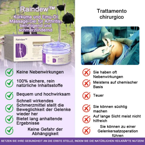 Raindew™ Arthritis Relief Pain Relieving Massage Gel with Turmeric and Emu Oil